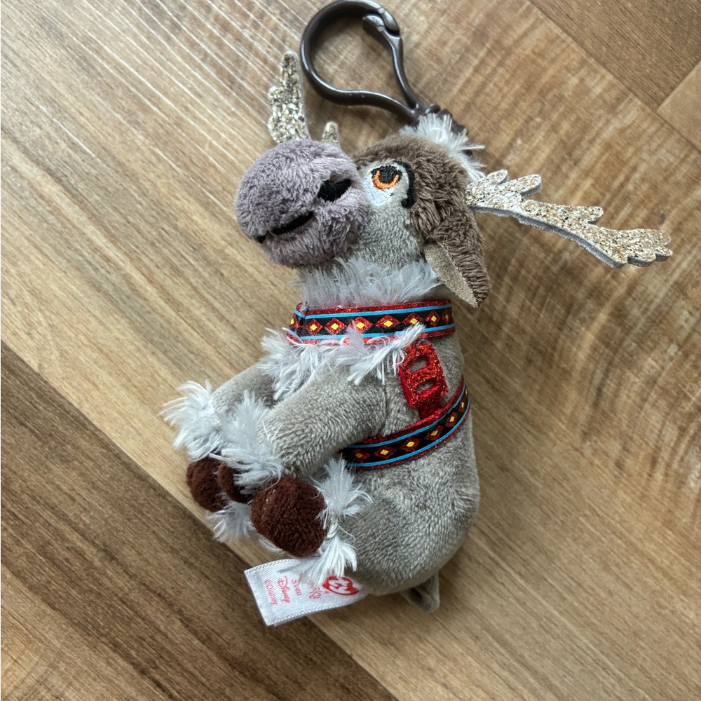 Disney Plush Moose Keychain - Gray, Brown, Gold Accent